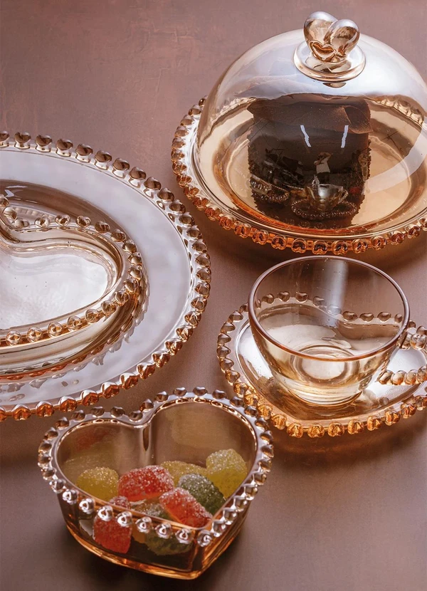 Duralex - Prato de Vidro Coração Âmbar 2