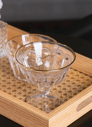Lar e Lazer - Taça de Sobremesa Com Fio de Ouro 180 Ml - LAR E LAZER