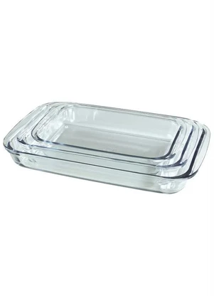 Marinex - Kit Assadeiras Retangulares 3 Peças Em Vidro - MARINEX