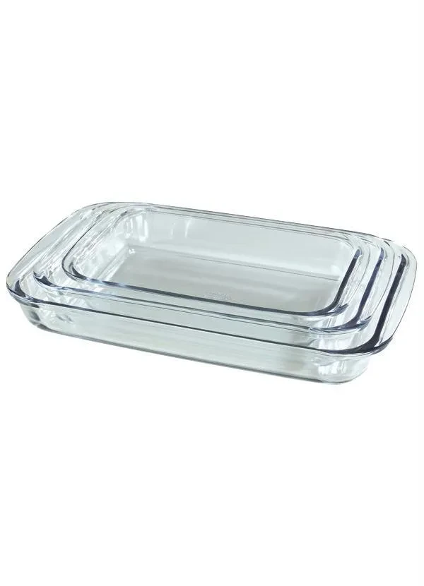 Marinex - Kit Assadeiras Retangulares 3 Peças Em Vidro 1