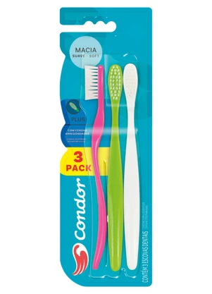 Condor - Kit Escovas de Dentes Sortidas 3 Peças - CONDOR