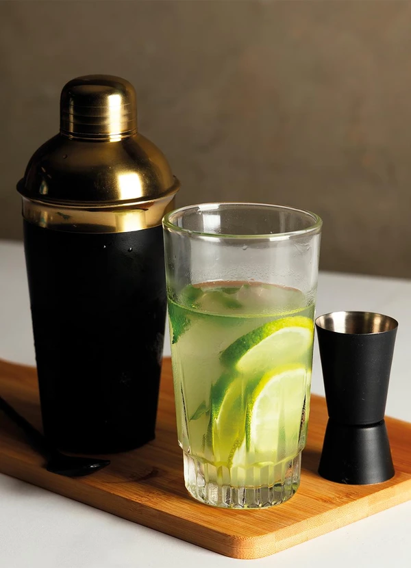 Lar e Lazer - Coqueteleira de Aço Inox Preta e Dourada