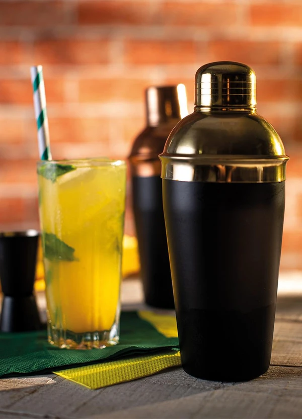 Lar e Lazer - Coqueteleira de Aço Inox Preta e Dourada 2