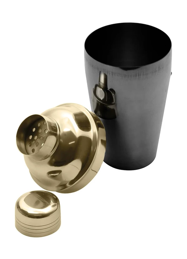 Lar e Lazer - Coqueteleira de Aço Inox Preta e Dourada 4