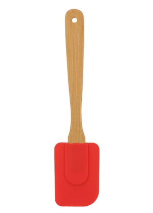 Lar e Lazer - Espátula de Silicone e Bambu Vermelha 24 cm - LAR E LAZER