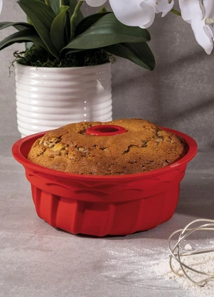 Mundo Lar - Forma de Silicone para Bolo Médio Vermelho - MUNDO LAR