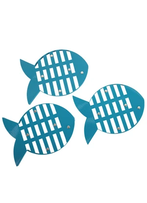 Lar e Lazer - Kit 3 Apoios de Panela Peixe - Azul Tourmalina - LAR E LAZER