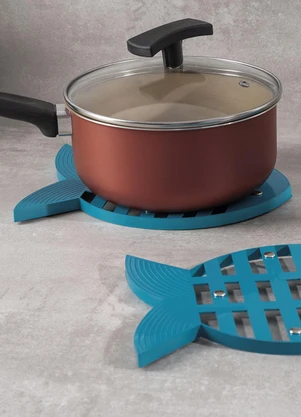 Lar e Lazer - Kit 3 Apoios de Panela Peixe - Azul Tourmalina - LAR E LAZER