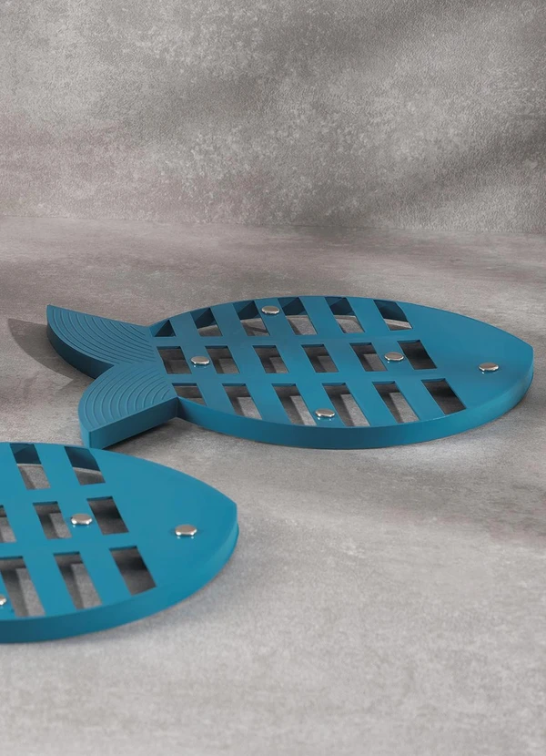 Lar e Lazer - Kit 3 Apoios de Panela Peixe - Azul Tourmalina 3