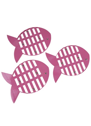 Lar e Lazer - Kit 3 Apoios de Panela Peixe - Rosa - LAR E LAZER