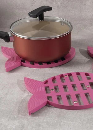 Lar e Lazer - Kit 3 Apoios de Panela Peixe - Rosa - LAR E LAZER