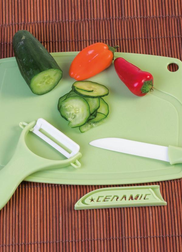 Lar e Lazer - Kit Faca, Descascador e Tábua Verde 2