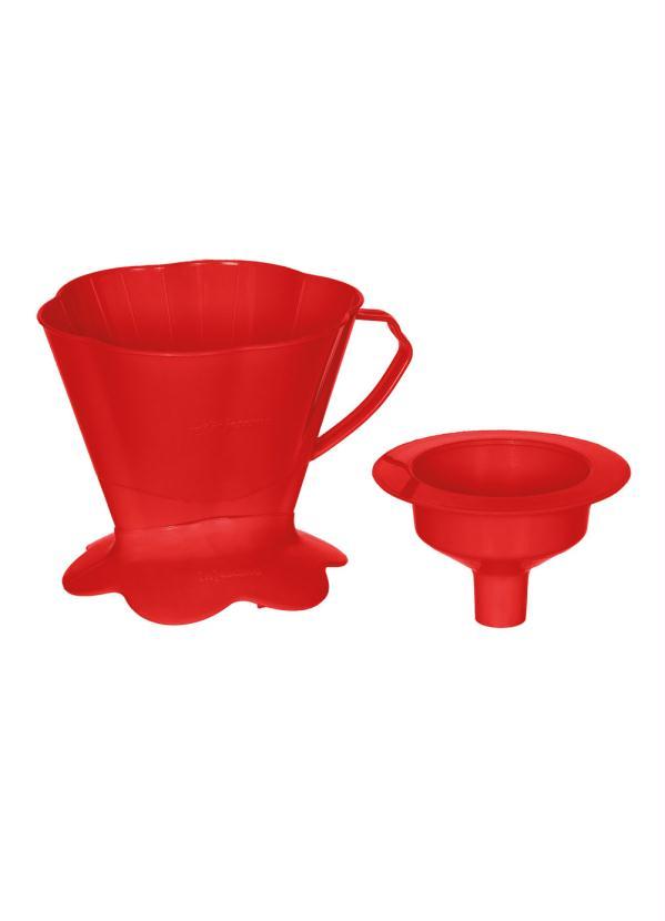 Lar e Lazer - Kit Porta Filtro Café e Funil Vermelho