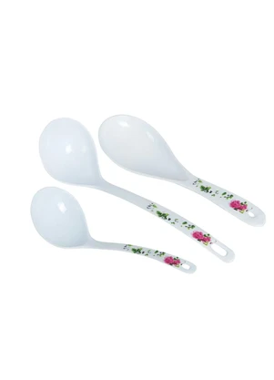 Mundo Lar - Kit Talheres Melamina Floral 3 Peças - MUNDO LAR