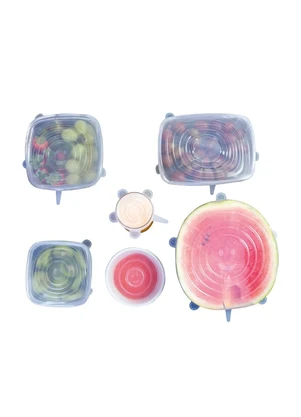 Mundo Lar - Kit Tampas de Silicone Transparente 6 Peças - MUNDO LAR