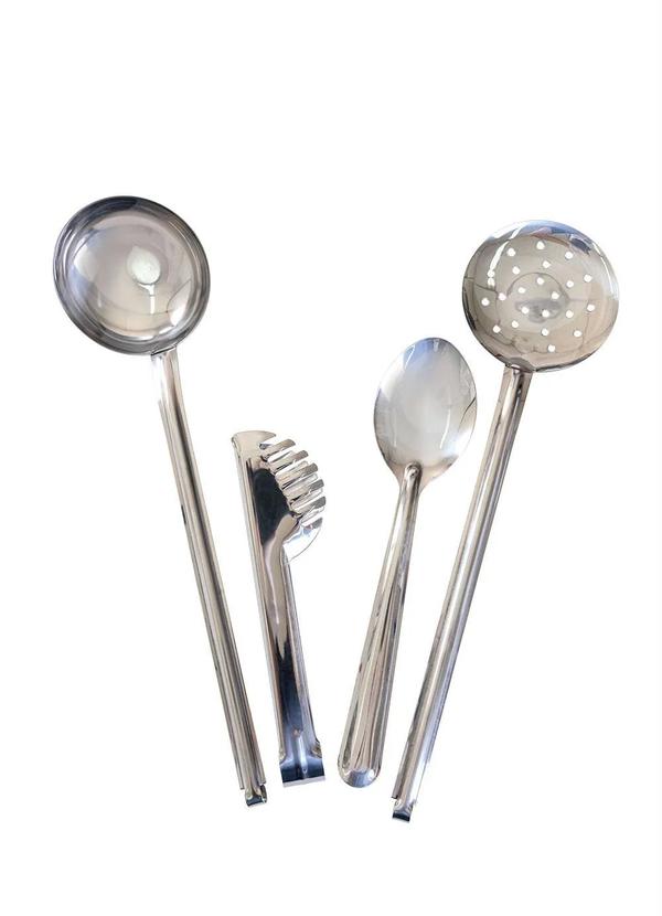 Lar e Lazer - Kit Utensílios para Cozinha Aço Inox 4 Peças