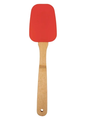 Lar e Lazer - Pá de Silicone e Bambu Vermelha 24 cm - LAR E LAZER