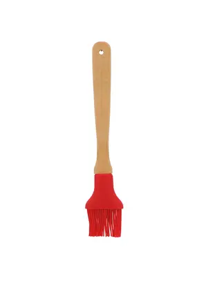 Lar e Lazer - Pincel de Silicone e Bambu Vermelho 24 cm - LAR E LAZER