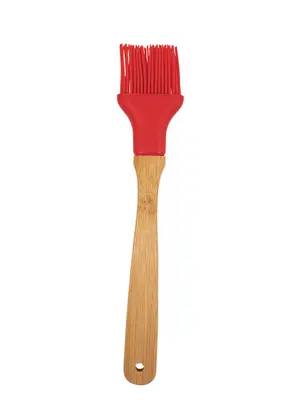Lar e Lazer - Pincel de Silicone e Bambu Vermelho 24 cm - LAR E LAZER
